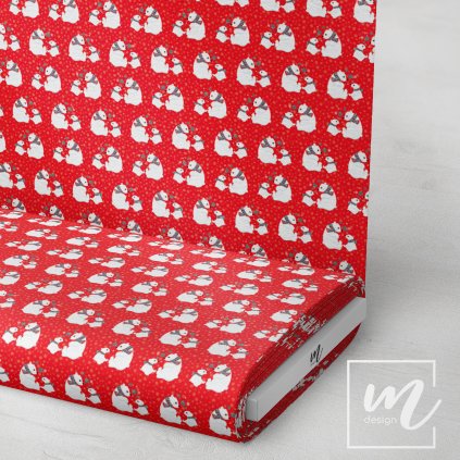 758070 lední medvědi na červené látka 3