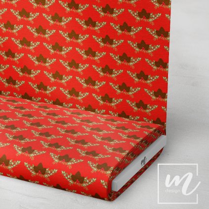 758075 vánoční šišky na červené látka 3