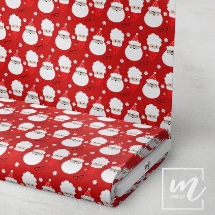 758083 brýlatý santa na červené látka 3