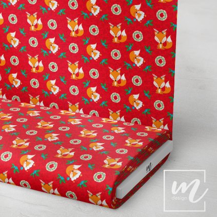 758092 vánoční lištička na červené látka 3