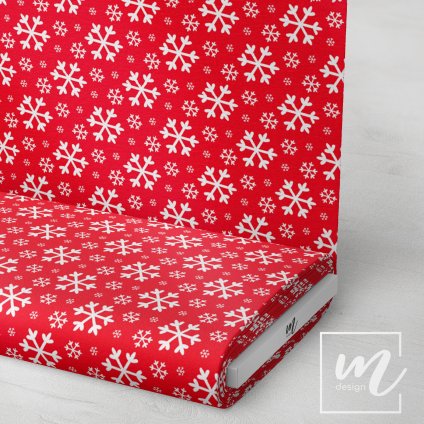 758115 bílé vločky na červené větší látka 3