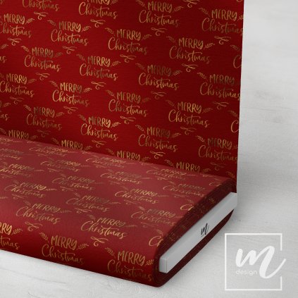 758125 vánoční červenozlaté látka 3