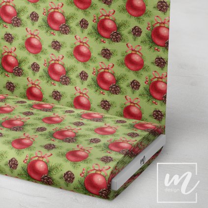 758163 vánoční baňky na zelené látka 3