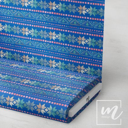 734001 4 norský vzor na středně modré látka 3