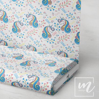 717001 jednorožec na bílé látka 3