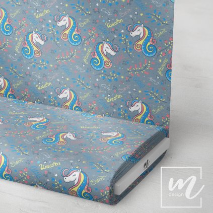 717004 jednorožec na šedé látka 3