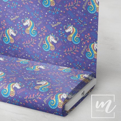 717015 jednorožci na fialové látka 3