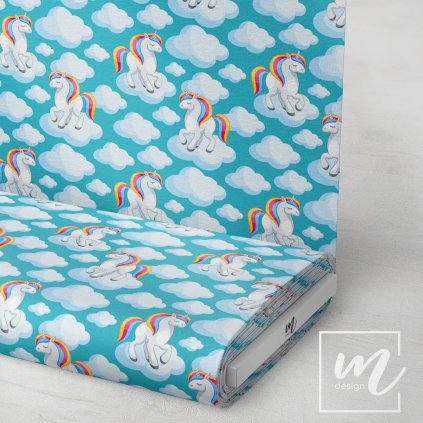 717009 jednorožec na tyrkysové látka 3