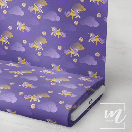 717027 jednorožec na fialové látka 3