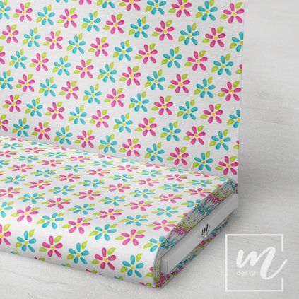 759023 jarní kytičky na bílé látka 3