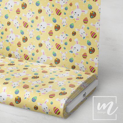 759031 velikonoční zajíček a vajíčka na sv.žluté látka 3