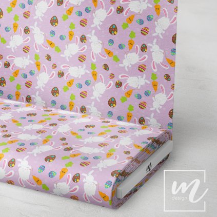 759032 velikonoční zajíček a vajíčka na růžové látka 3