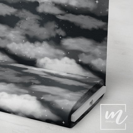 760019 nebe s mraky černé látka 3