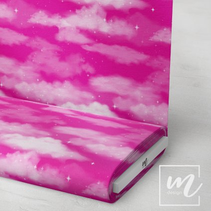 760043 mraky tmavě růžové látka 3