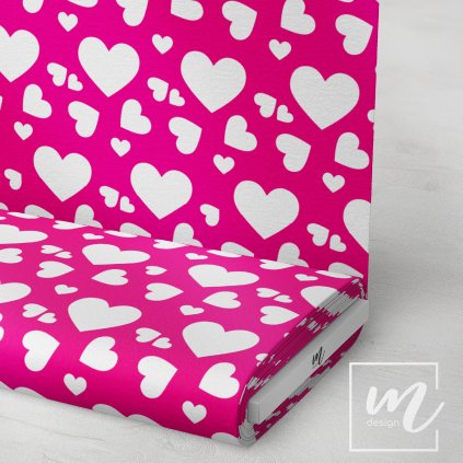 757001 2 malá a velká srdíčka na tmavě růžové látka 3