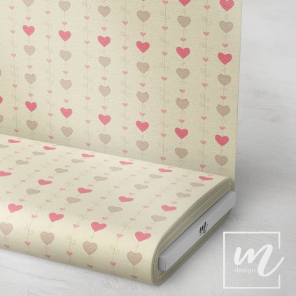 757013 srdce na světle žluté látka 3