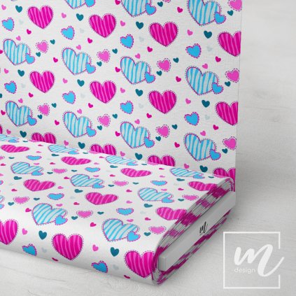 757071 barevné srdíčka na bílé látka 3