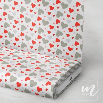 757091 srdce červené a šedé na bílé LÁTKA 3