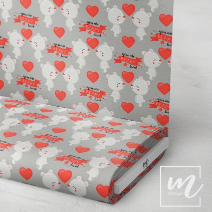 757101 srdce a myšky na šedé LÁTKA 3