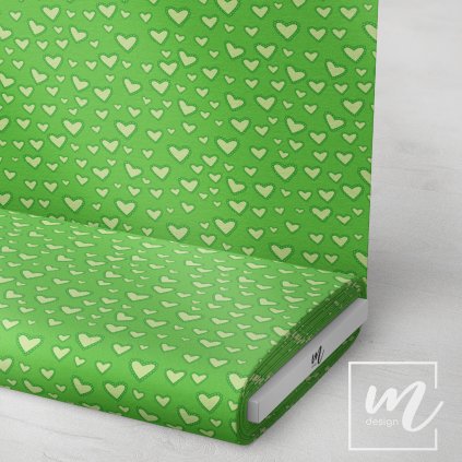 757109 3 srdíčka s krajkou na zelené látka 3