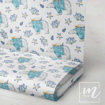 702002 akvarel best friends lední medvěd a tučňák látka 3