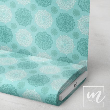 729026 mandala bílo zelená látka 3