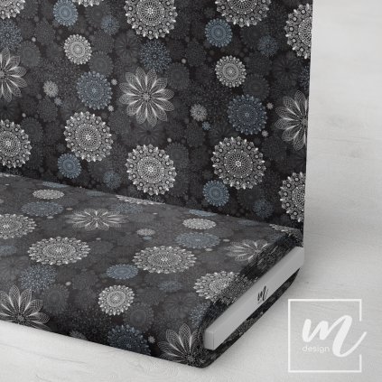 729039 mandala by Michell bílá na černé látka 3