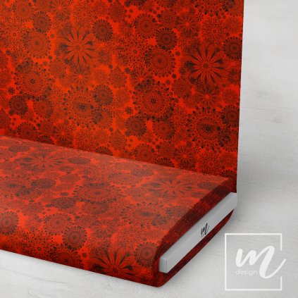 729044 mandala by Michell černá na červené látka 3