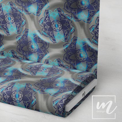 729054 mandala modro šedá látka 3