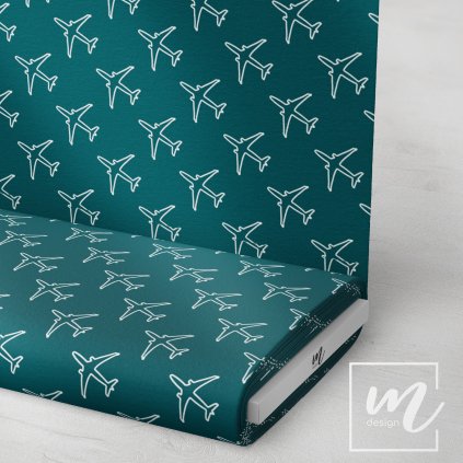 725019 letadla na zelené látka 3