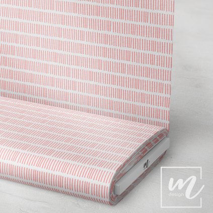 713049 růžové čárky na bílé látka 3