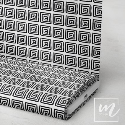 707024 černobílé čtverce látka 3