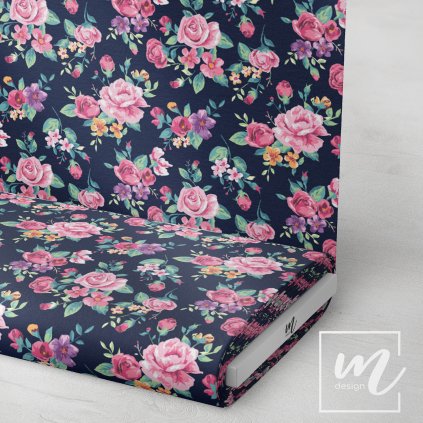 726004 2 květy na tmavě modré látka 3