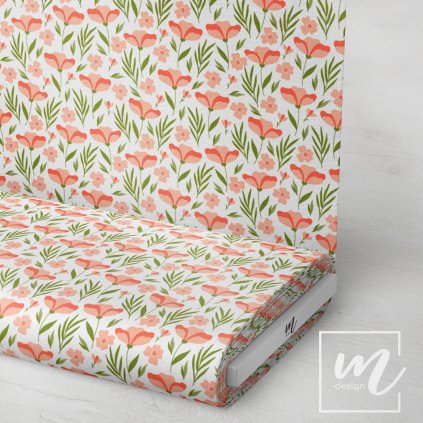 726033 malované pomerančové kytičky látka 3