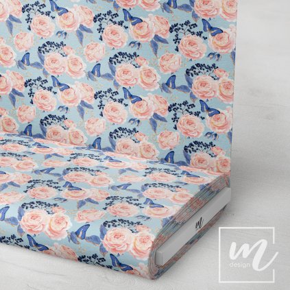 726055 růže a modří motýlci látka 3