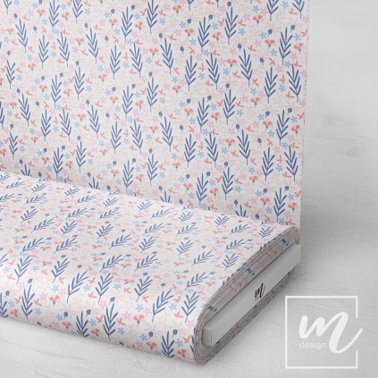 726170 modré větvičky na bílé látka 3