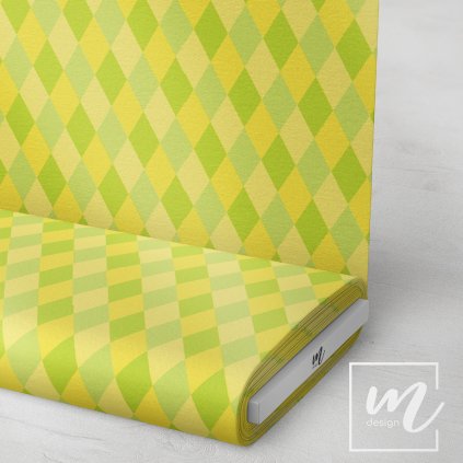 722015 kocočtverce žluto zelené látka 3