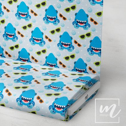 732008 žralok cení zuby látka 3