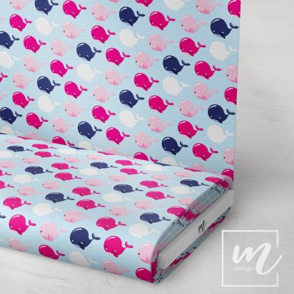 732018 delfínci růžový a modří látka 3