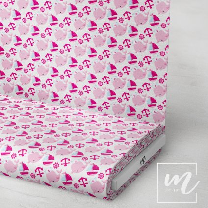 732021 plachetnice a velryby růžové látka 3