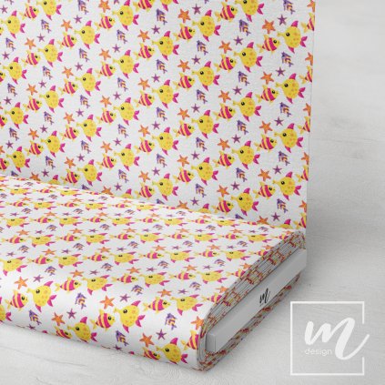 732025 barevné rybičky na bílé látka 3