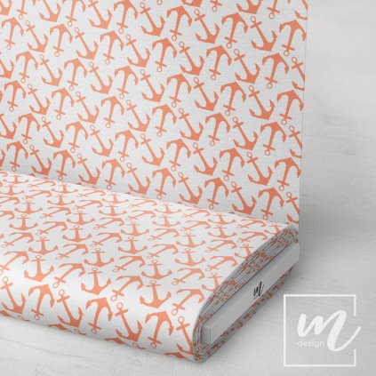 732042 kotvičky oranžové na bílé látka 3