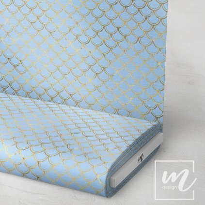 732053 zlaté šupiny na světle modré látka 3