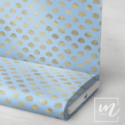 732054 zlatý korál na světle modré látka 3