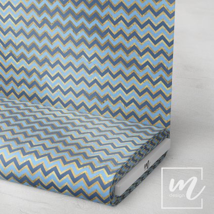732060 chevron zlatý na světle modré látka 3