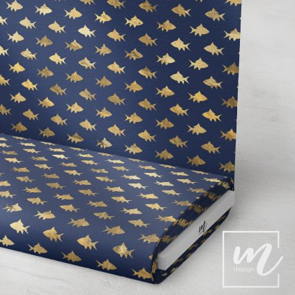 732067 zlaté rybky na tmavě modré látka 3