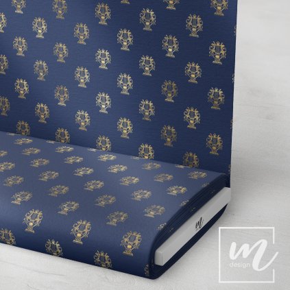 732068 zlatý ornament na tmavě modré látka 3