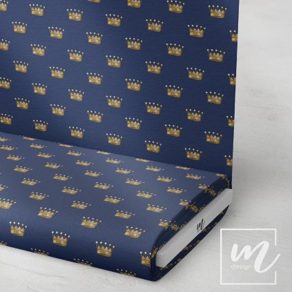 732070 zlaté korunky na tmavě modré látka 3