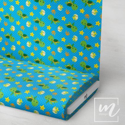 732113 želvičky na modré látka 3