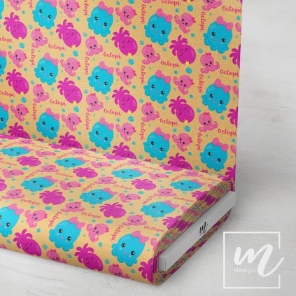 732114 chobotnice s nápisy na oranžové látka 3